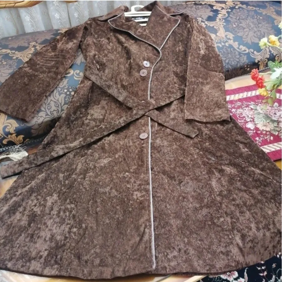مانتو مخمل کبریتی قهوه ای