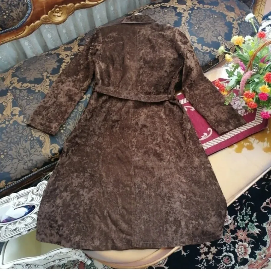 مانتو مخمل کبریتی قهوه ای