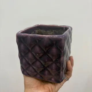 گلدان سرامیکی مکعبی بنفش