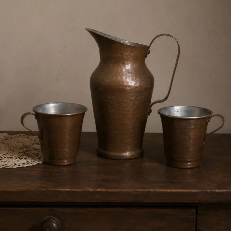 پارچ و لیوان مسی