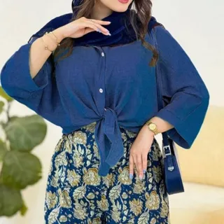 شومیز گره ای سرمه ای