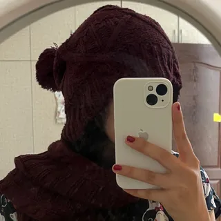 شال کلاه بافت زرشکی