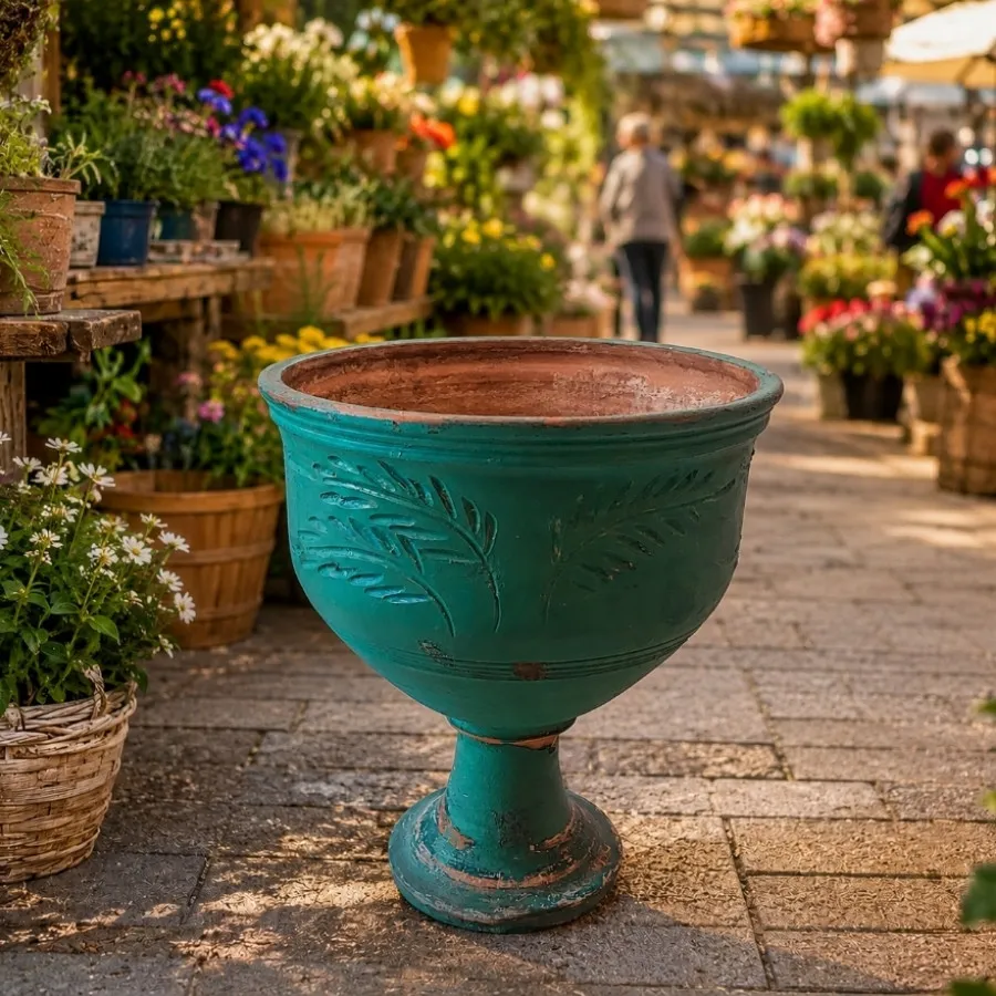 گلدان سفالی پایه دار