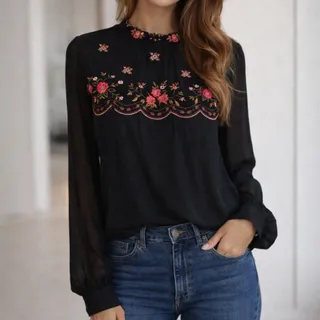 شومیز حریر گلدوزی