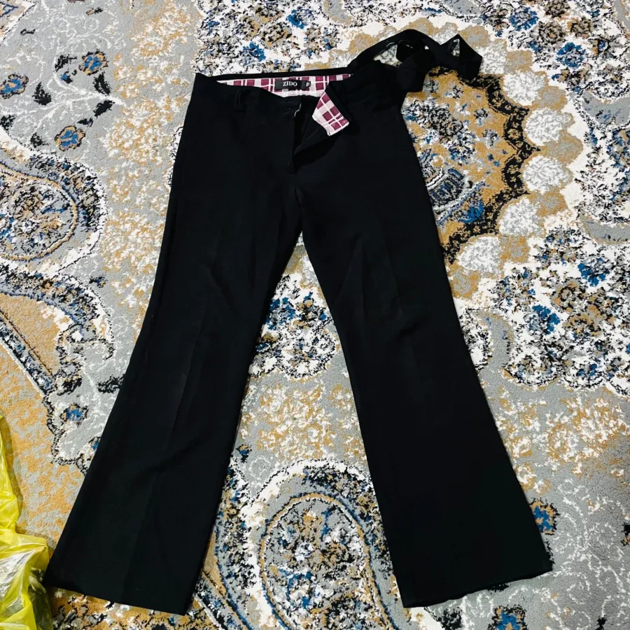شلوار راسته مشکی پارچه ای