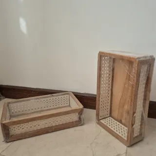 سبد چوبی حصیری کادو