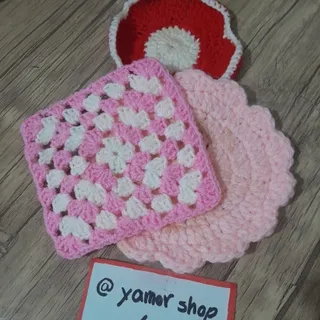 زیر لیوانی بافتنی