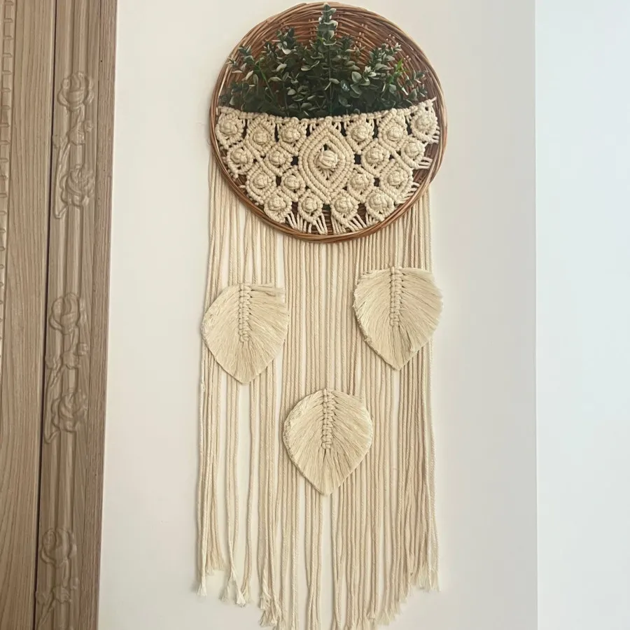 دیوار کوب حصیری و مکرومه