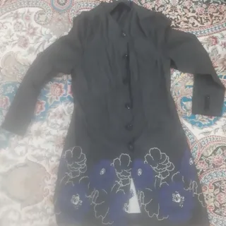 مانتو مشکی گلدار