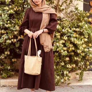 پیراهن لینن قهوه ای