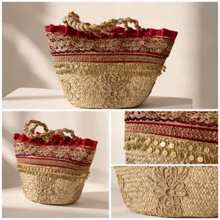 زنبیل حصیری فانتزی