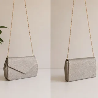 کیف کلانچ نقره ای شنی