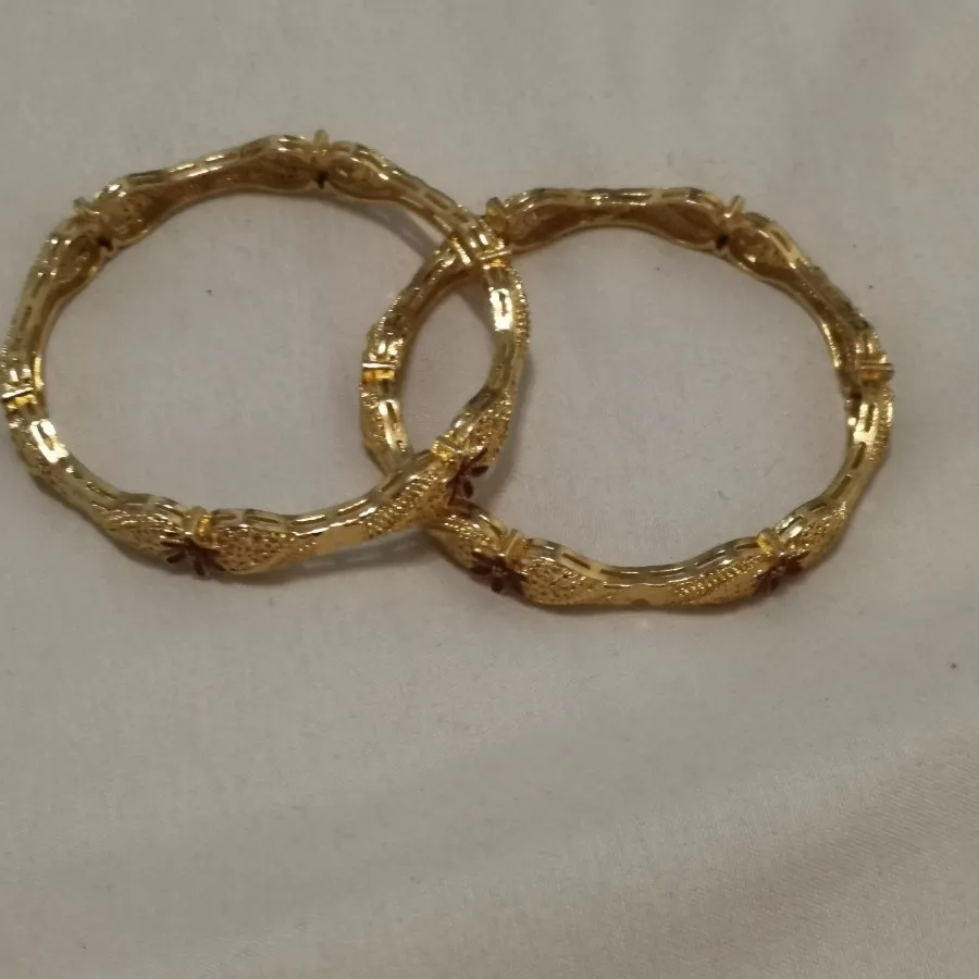 النگو دوتایی طلایی گل قرم