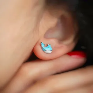 گوشواره نقره نهنگ میخی