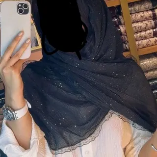شال پلیسه مشکی دور گیپور