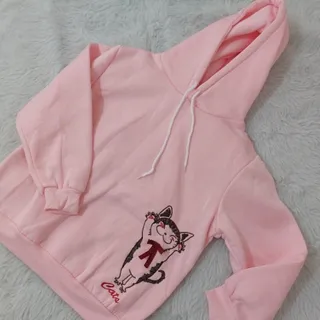 هودی صورتی پیشی دار