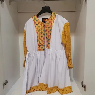 مانتو زرد وسفید سنتی