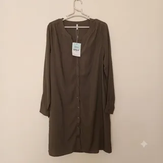 شومیز مانتو سبز زیتونی