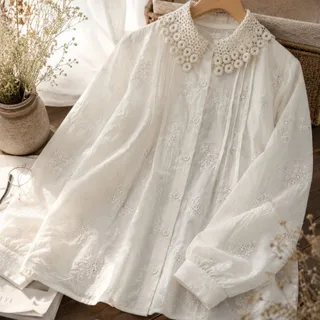 شومیز گلدوزی یقه گیپور