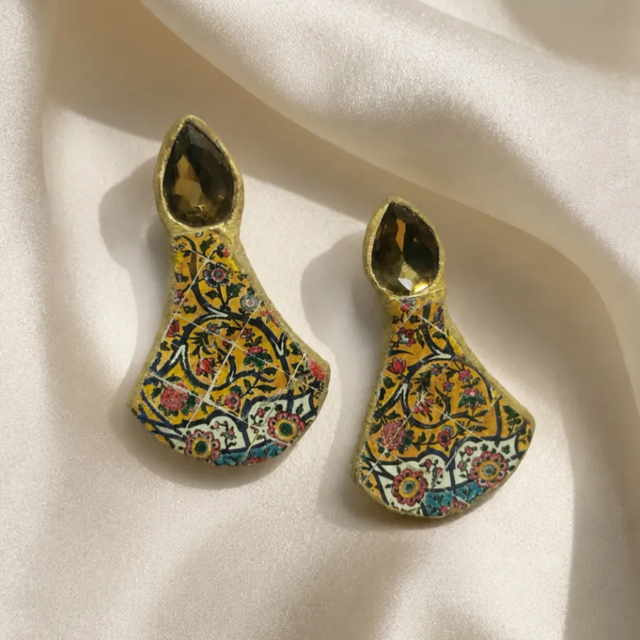 گوشواره دست ساز طرح کاشی