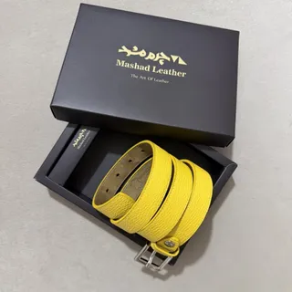 کمربند زرد چرم مشهد