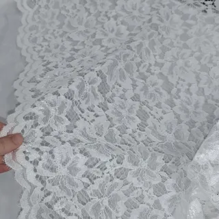 پارچه دانتل گلدار سفید?