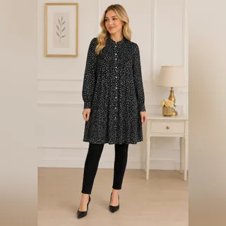 شومیز خارجی مشکی گلگلی