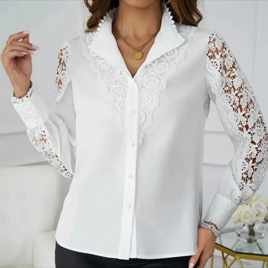 شومیز سفید گیپوری