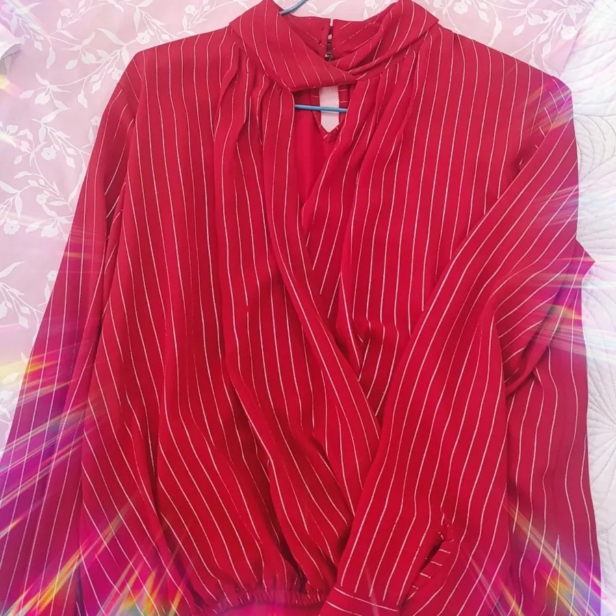 شومیز قرمززری دوزی