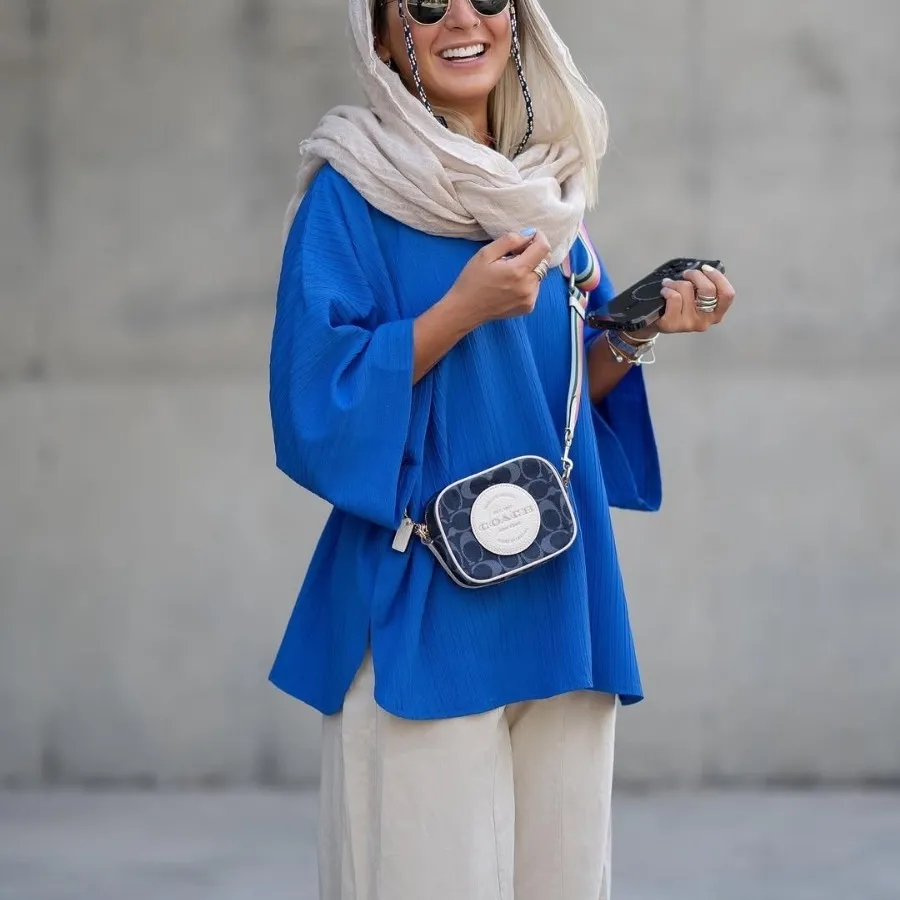 شومیز تی‌شرت جلوبسته آبی
