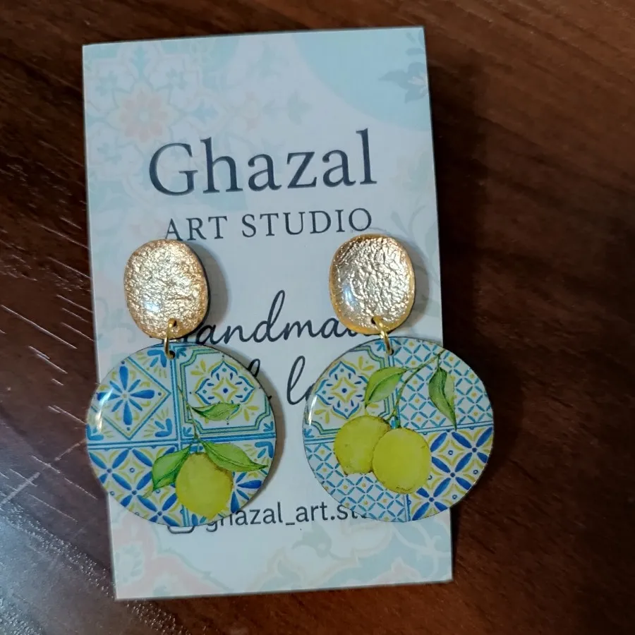 گوشواره رزینی لیمو
