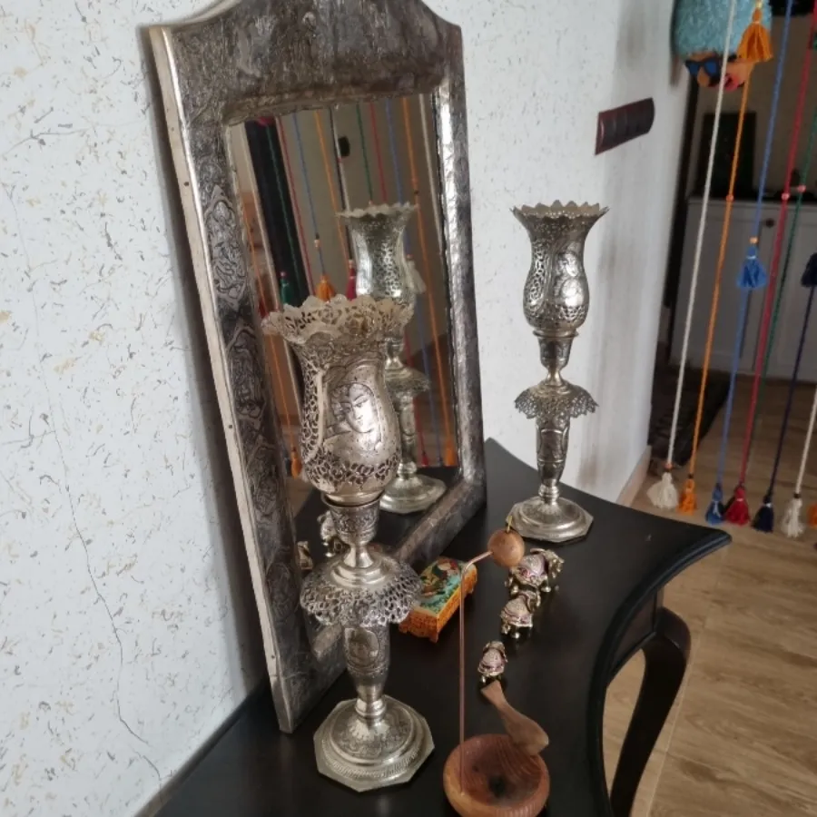 اینه شمعدان طرح نقره
