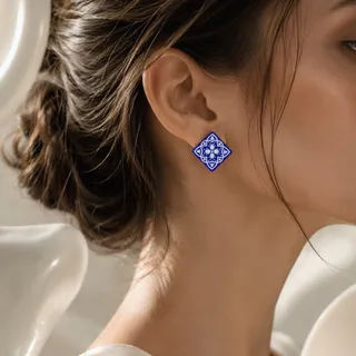 گوشواره دستساز طرح کاشی