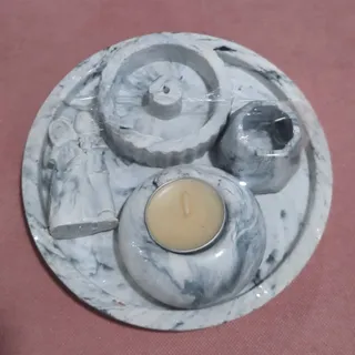 پک شمع و جاشمعی طرح مرمر