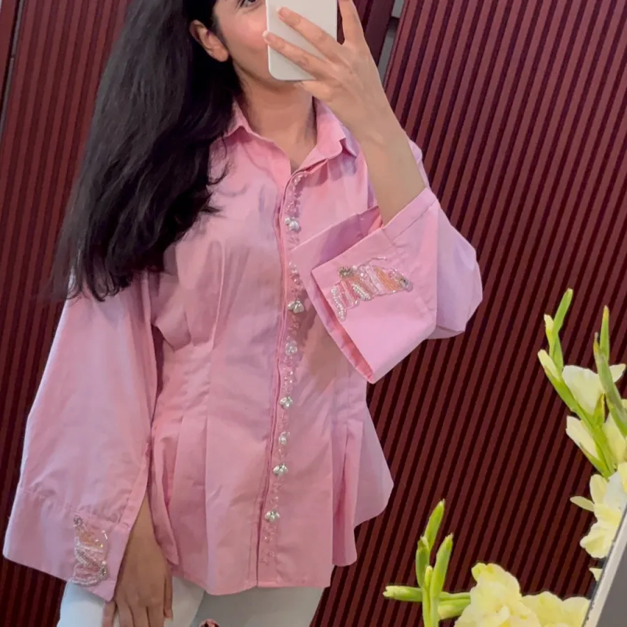 شومیز صورتی سنگ دوز پروان