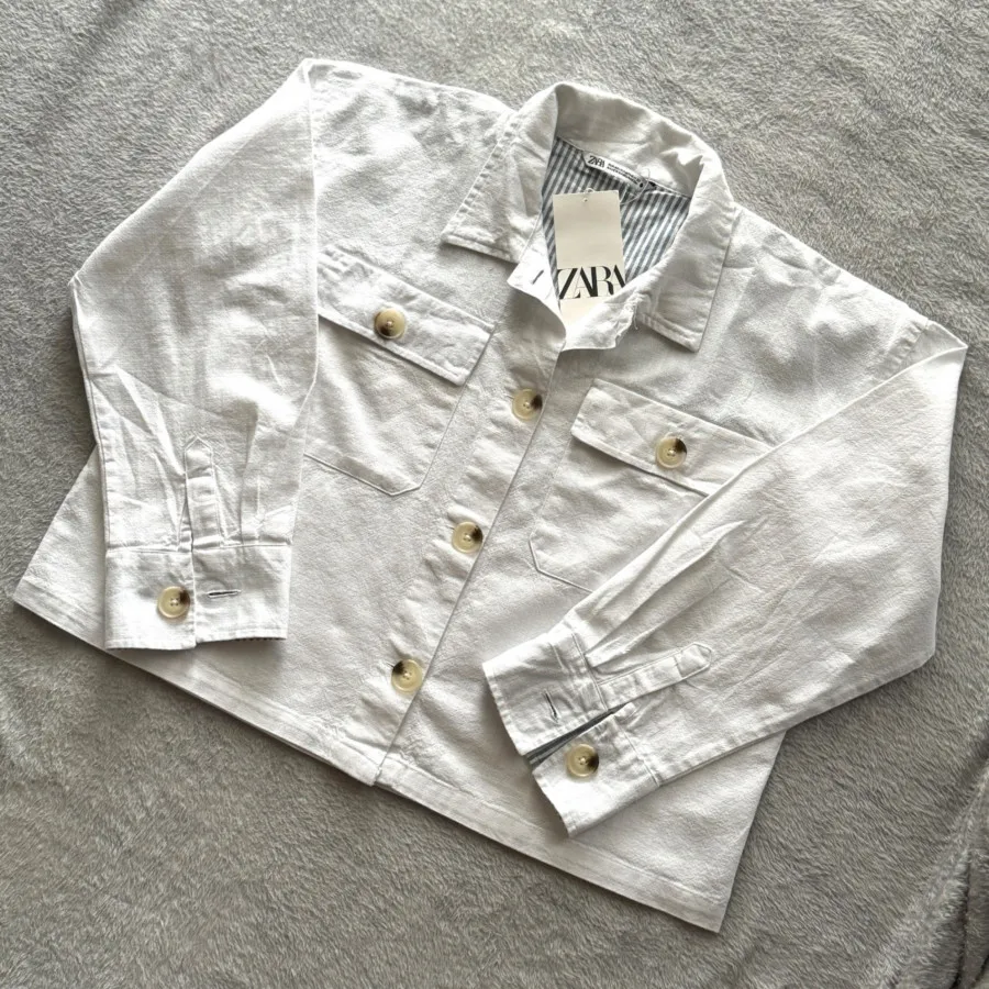 کت لینن سفید زارا Zara