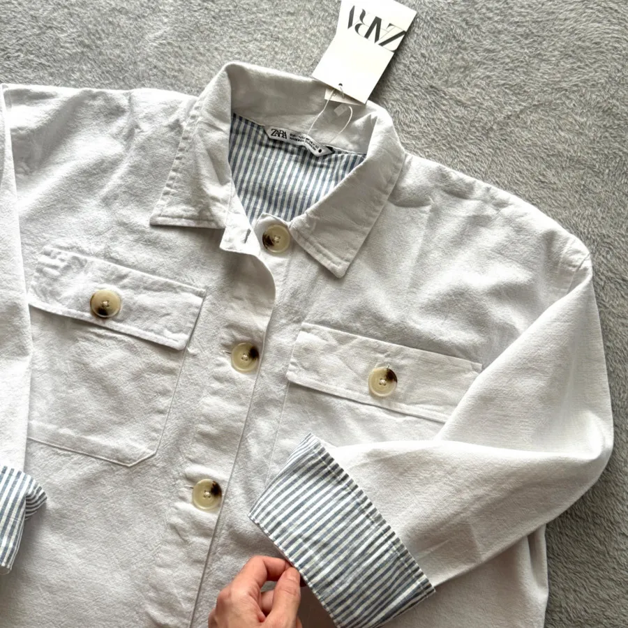 کت لینن سفید زارا Zara