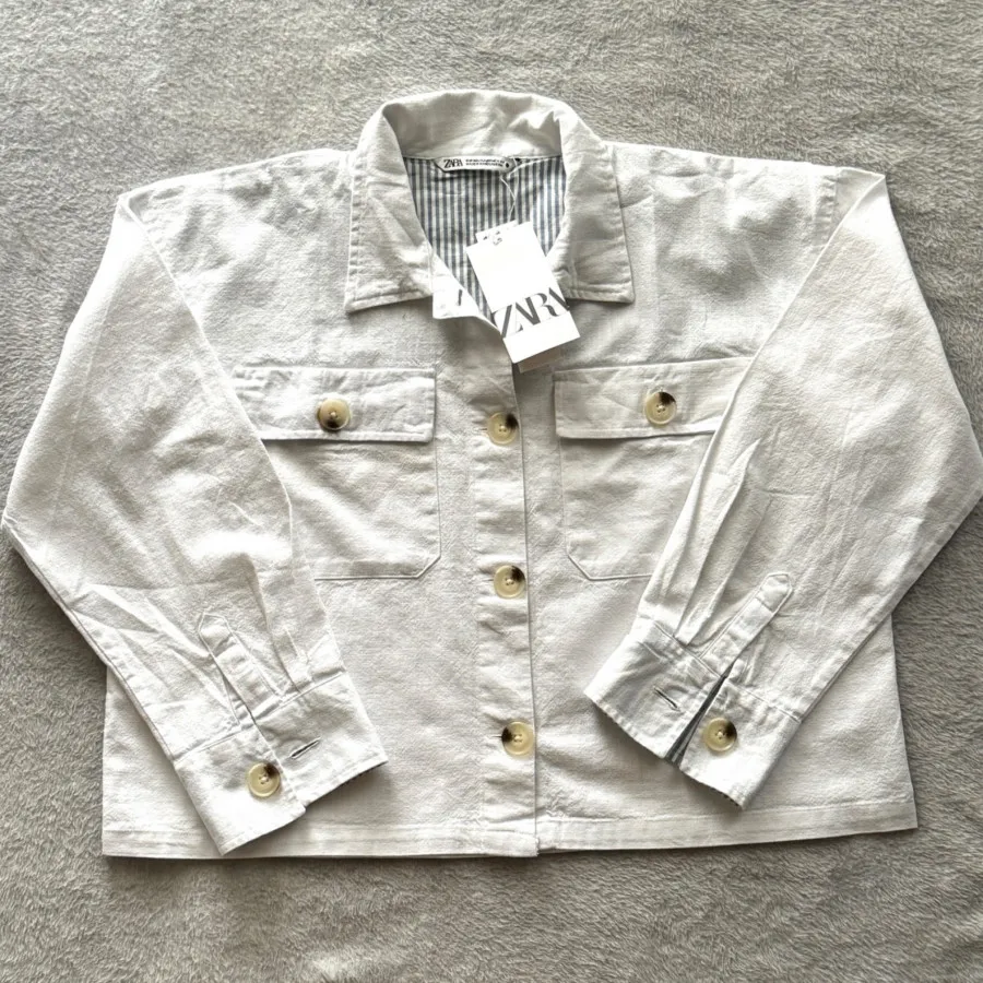 کت لینن سفید زارا Zara