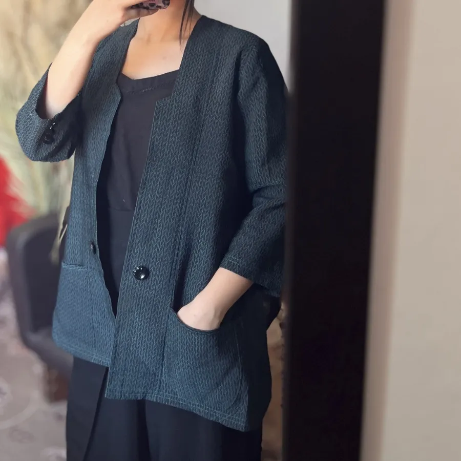 مانتو کتی طرح دار سبز