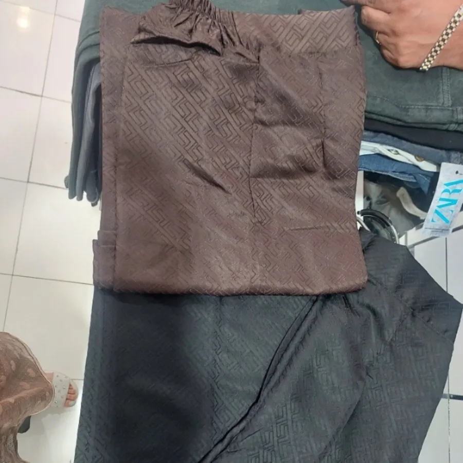 شلوار نیم بگ پارچه براق