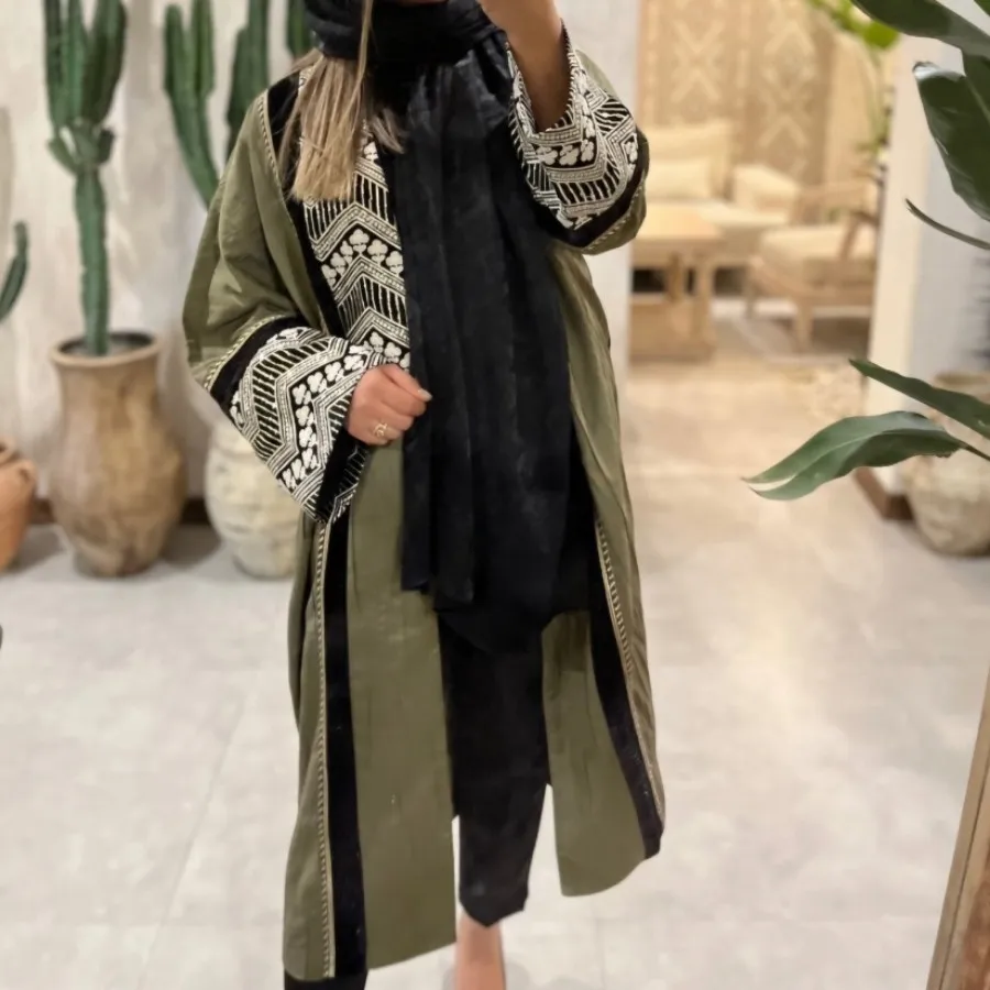 مانتو بلند ژاکارد خرجکار