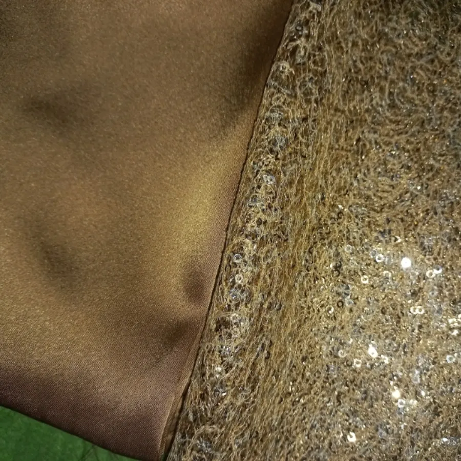 پارچه ساتن مسی و تور پولک