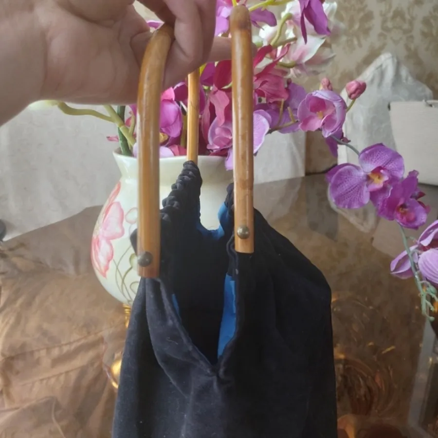 کیف مخمل خارجی دسته چوبی