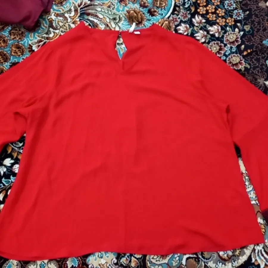 شومیز حریر قرمز نو