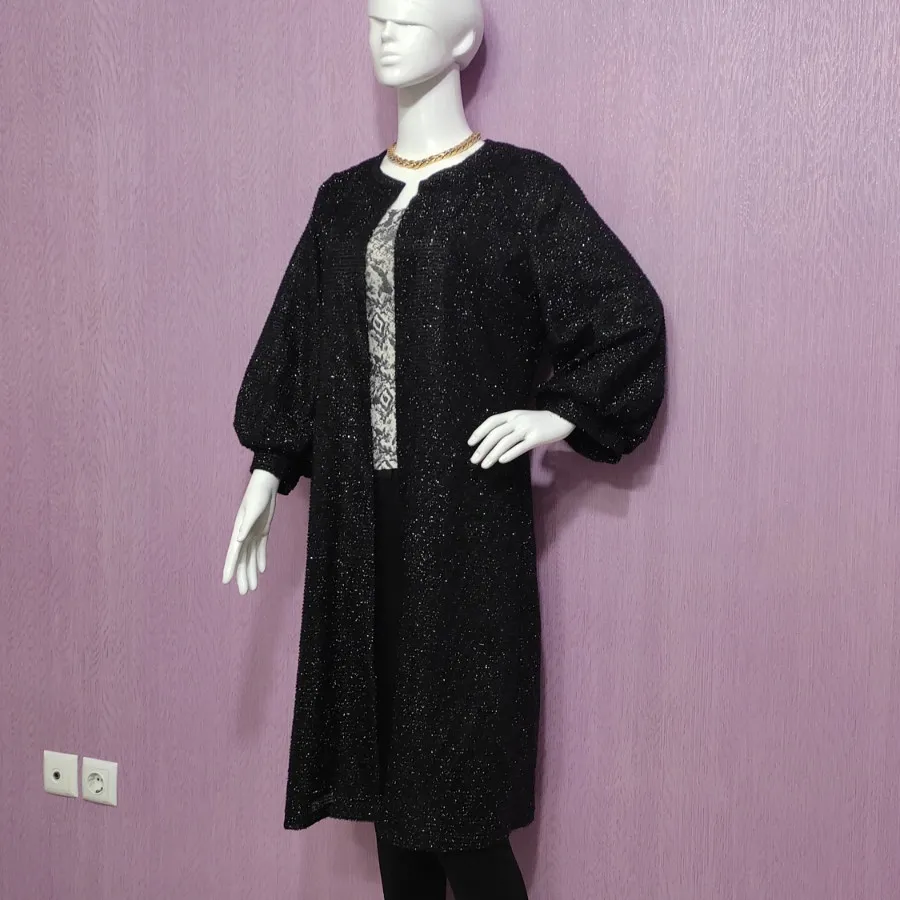 مانتو مشکی گلیتری