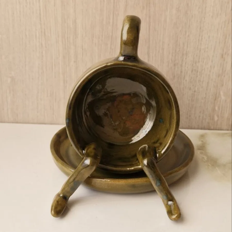 فنجان و نعلبکی سفالی