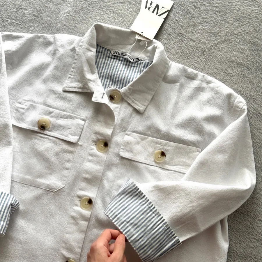 کت لینن سفید زارا zara