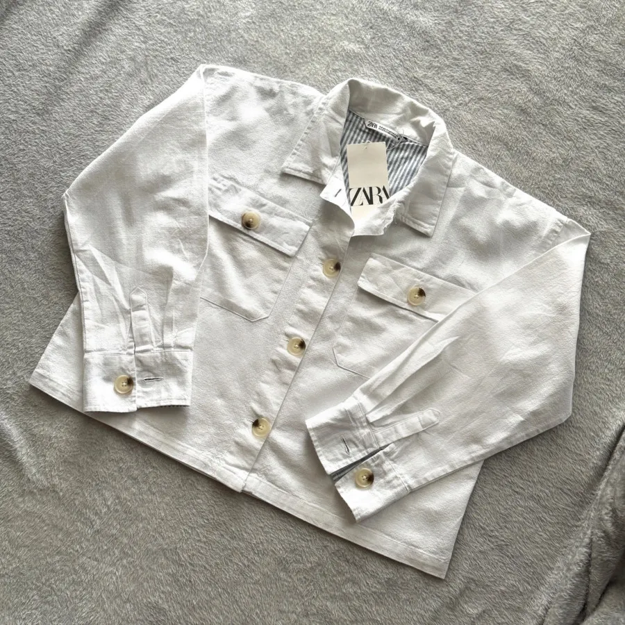 کت لینن سفید زارا zara