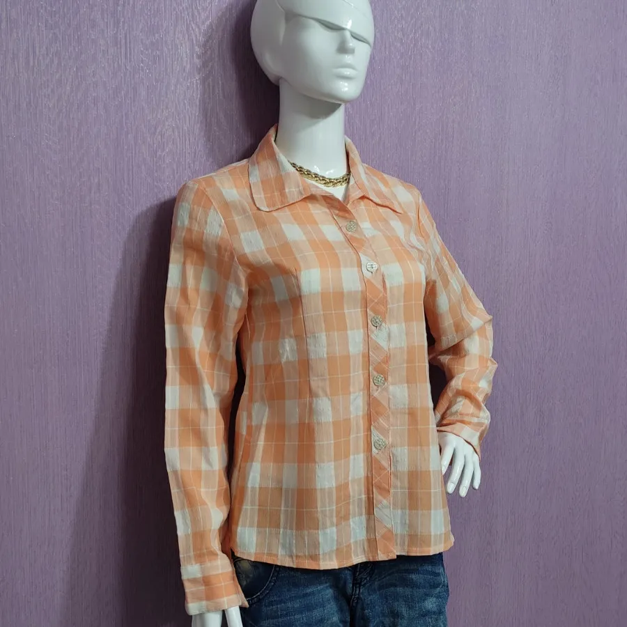 شومیز گلبهی چارخونه