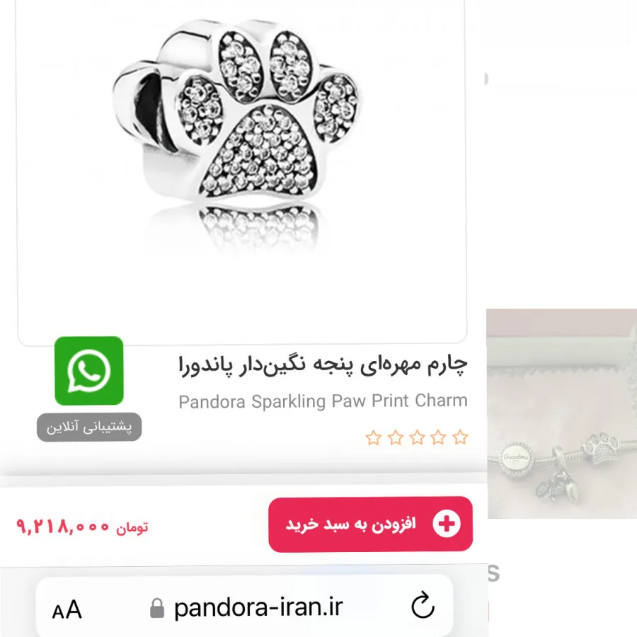 دستبند پاندورا وچارم نقره